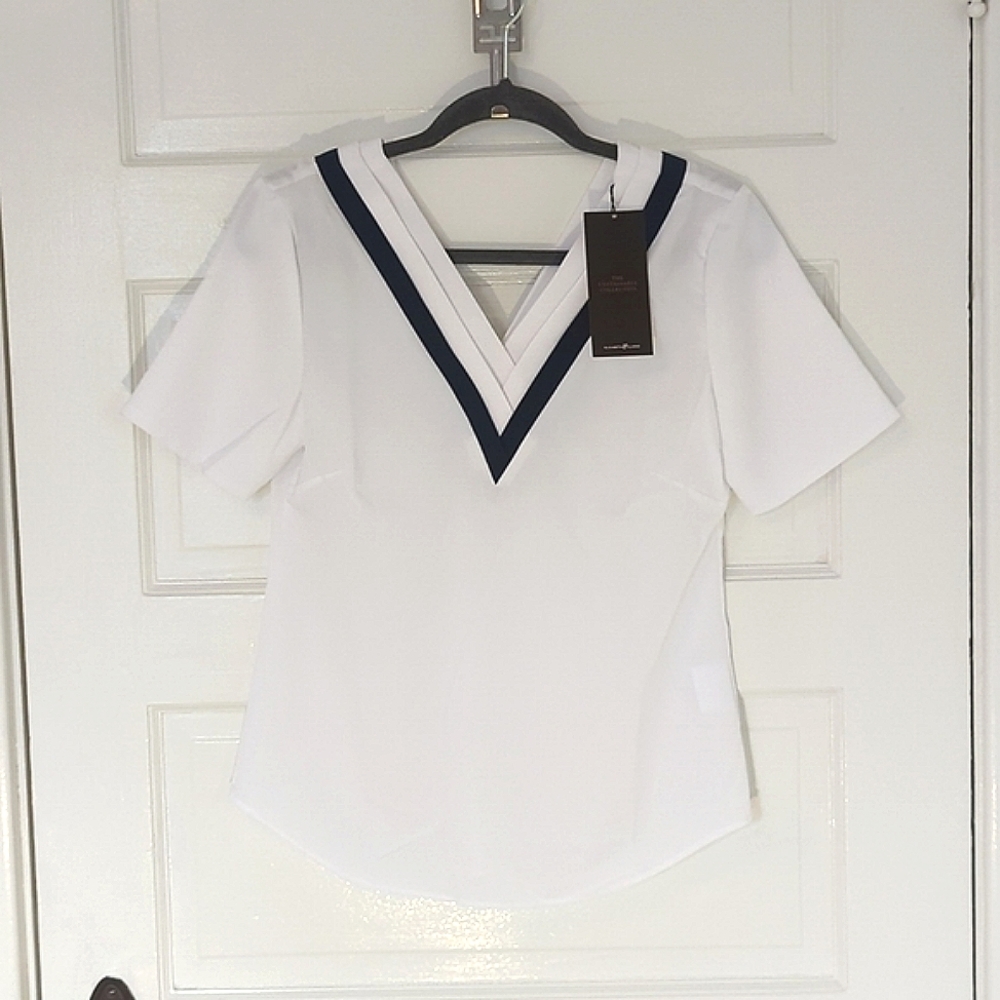 Elizabeth & Clarke sz 2 Unstainable Halifax white blouse, short-sleeve